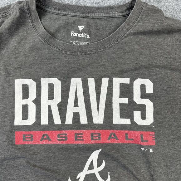 Atlanta Braves Shirt Mens 3XT Tall Gray MLB Baseball Fanatics Graphic Tee - Picture 3 of 8